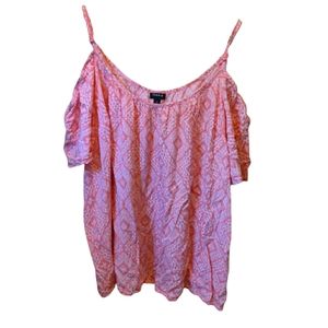TORRID Women's Pink Boho Cold-shoulder top with adjustable straps 4X